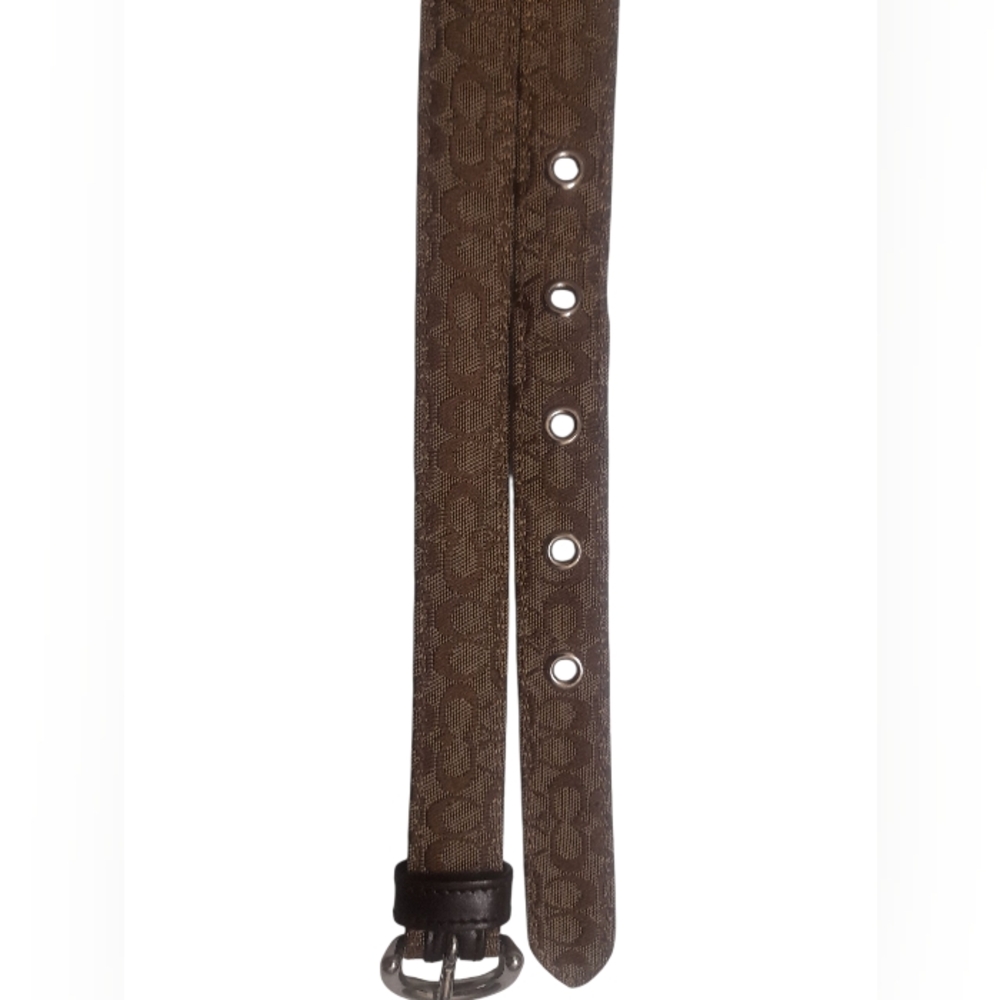 Coach Skinny Leather Canvas Signature C Belt - Picture 12 of 16